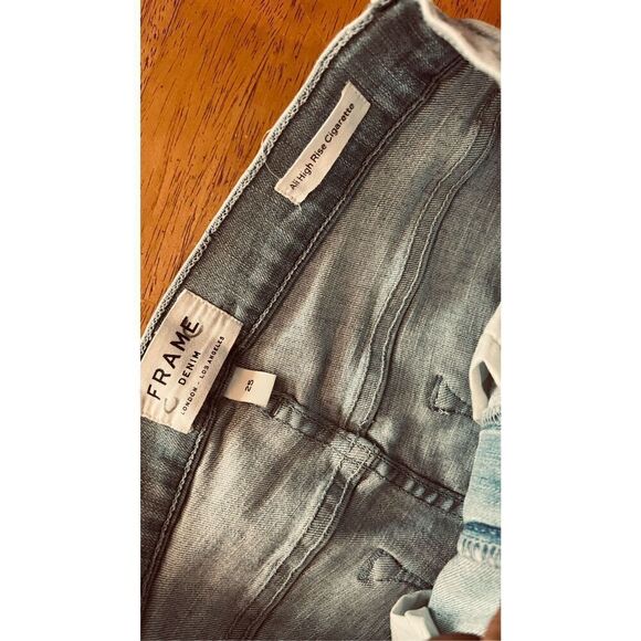 FRAME HIGH RISE CIGARETTE LIGHT WASH JEANS SIZE  25 - Picture 10 of 11